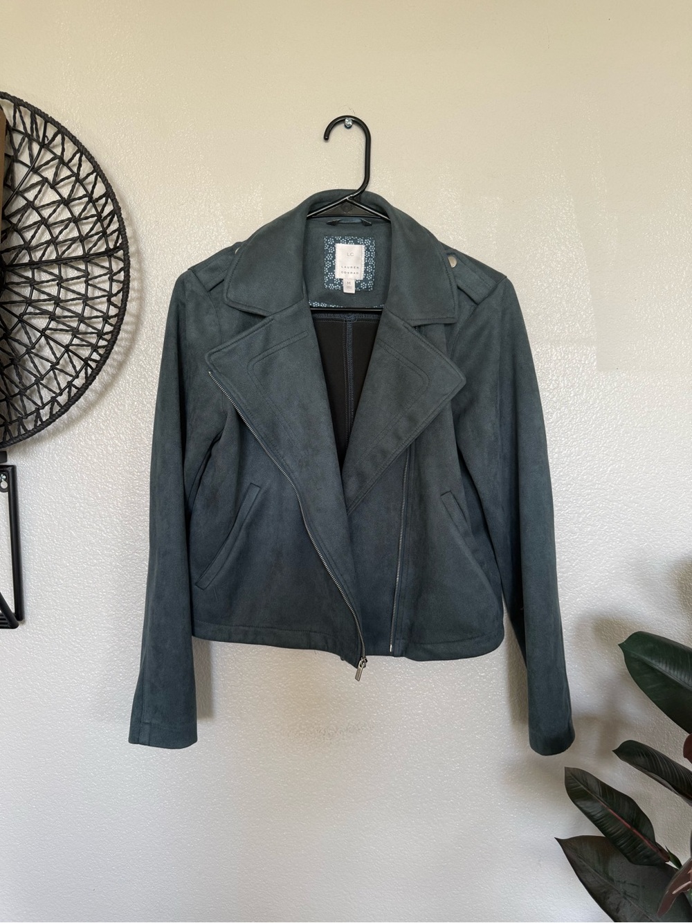 LC Lauren Conrad Teal Suede Moto Jacket